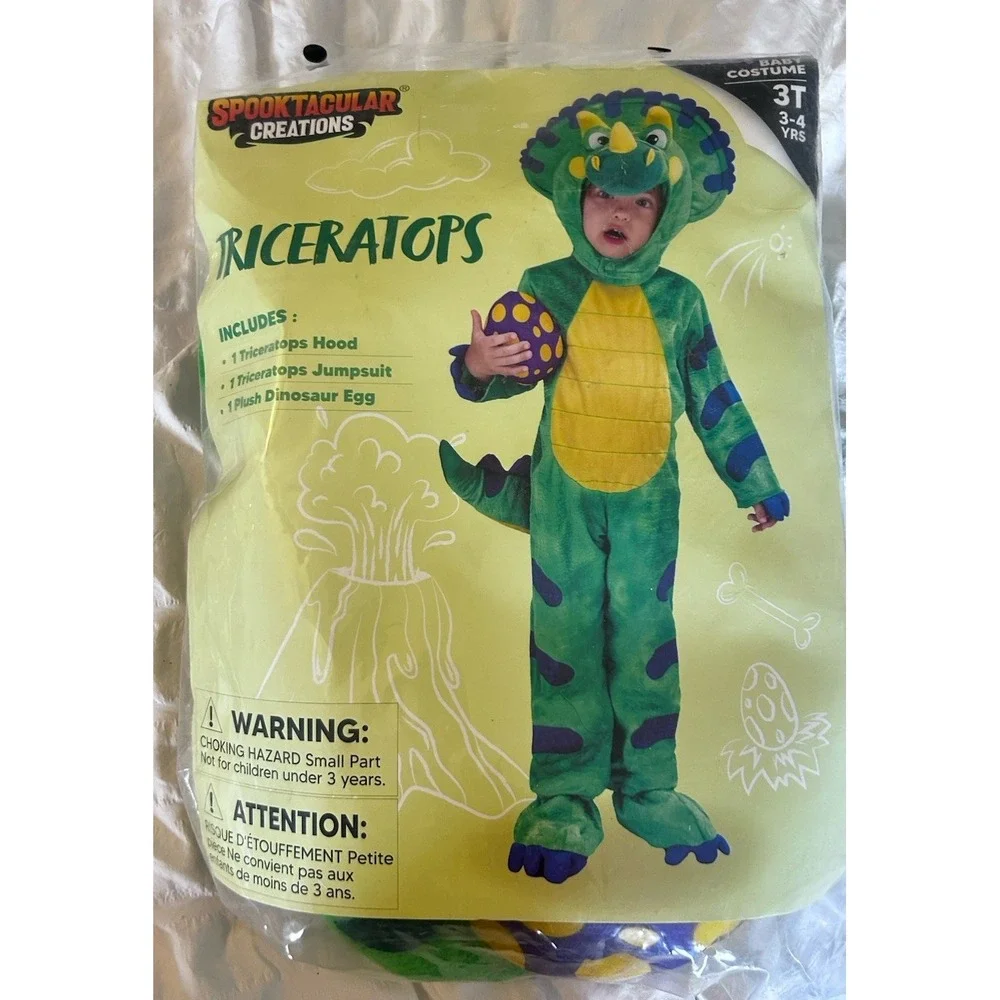 NWOT Spooktacular Creations Toddler Triceratops Dinosaur Halloween Costume 3T